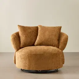 Borcea Fusion Mustard Fabric Swivel Occasional Chair