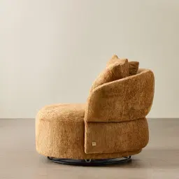 Borcea Fusion Mustard Fabric Swivel Occasional Chair