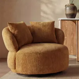 Borcea Fusion Mustard Fabric Swivel Occasional Chair