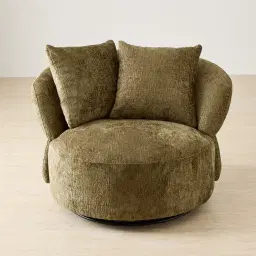 Borcea Army Green Fabric Swivel Occasional Chair