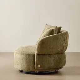 Borcea Army Green Fabric Swivel Occasional Chair