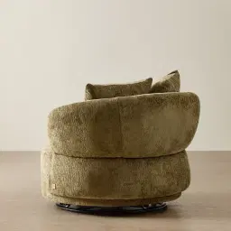 Borcea Army Green Fabric Swivel Occasional Chair