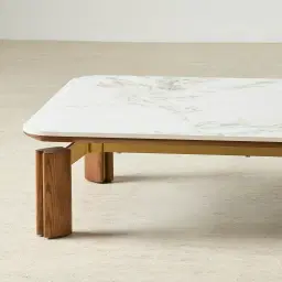 Portobello Toffee Brown Ash Veneer 27cm Rectangular Coffee Table - Pandora Brown Sintered Stone Top