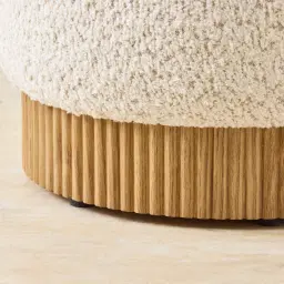 Pixie Stone Cream Kids Play Stool in Light Brown Ash Base