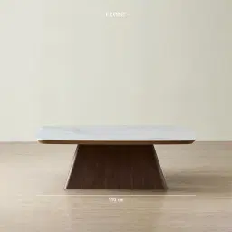 Dunstan Smoky Walnut Veneer Coffee Table with Statuario White Sintered Stone Top