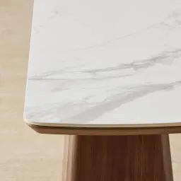 Dunstan Smoky Walnut Veneer Console Table with Statuario White Sintered Stone Top