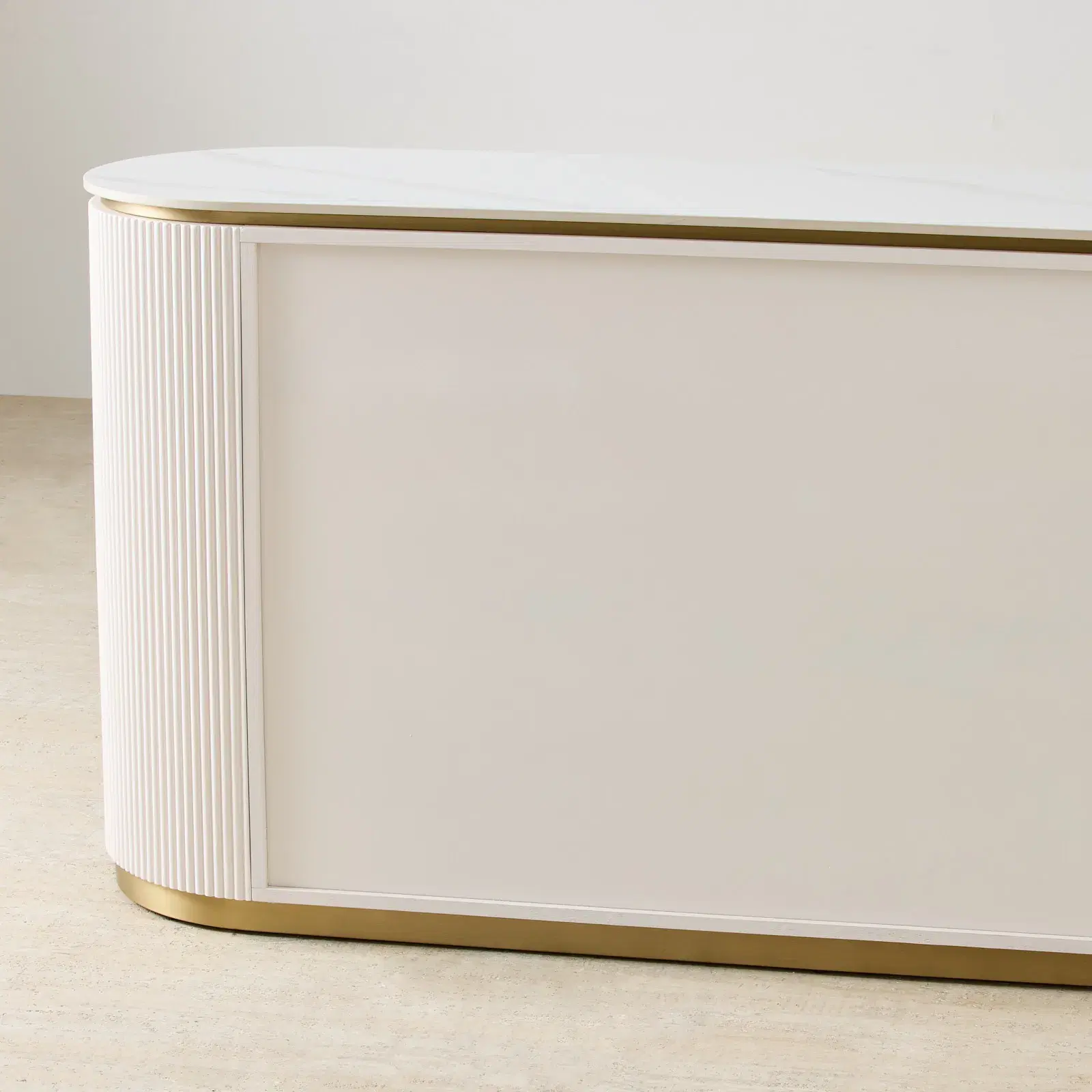 Archie Cream Wooden 6-Drawer Dresser with White Sintered Stone Top ...