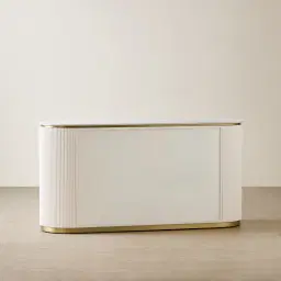 Archie Cream Wooden 6-Drawer Dresser with White Sintered Stone Top