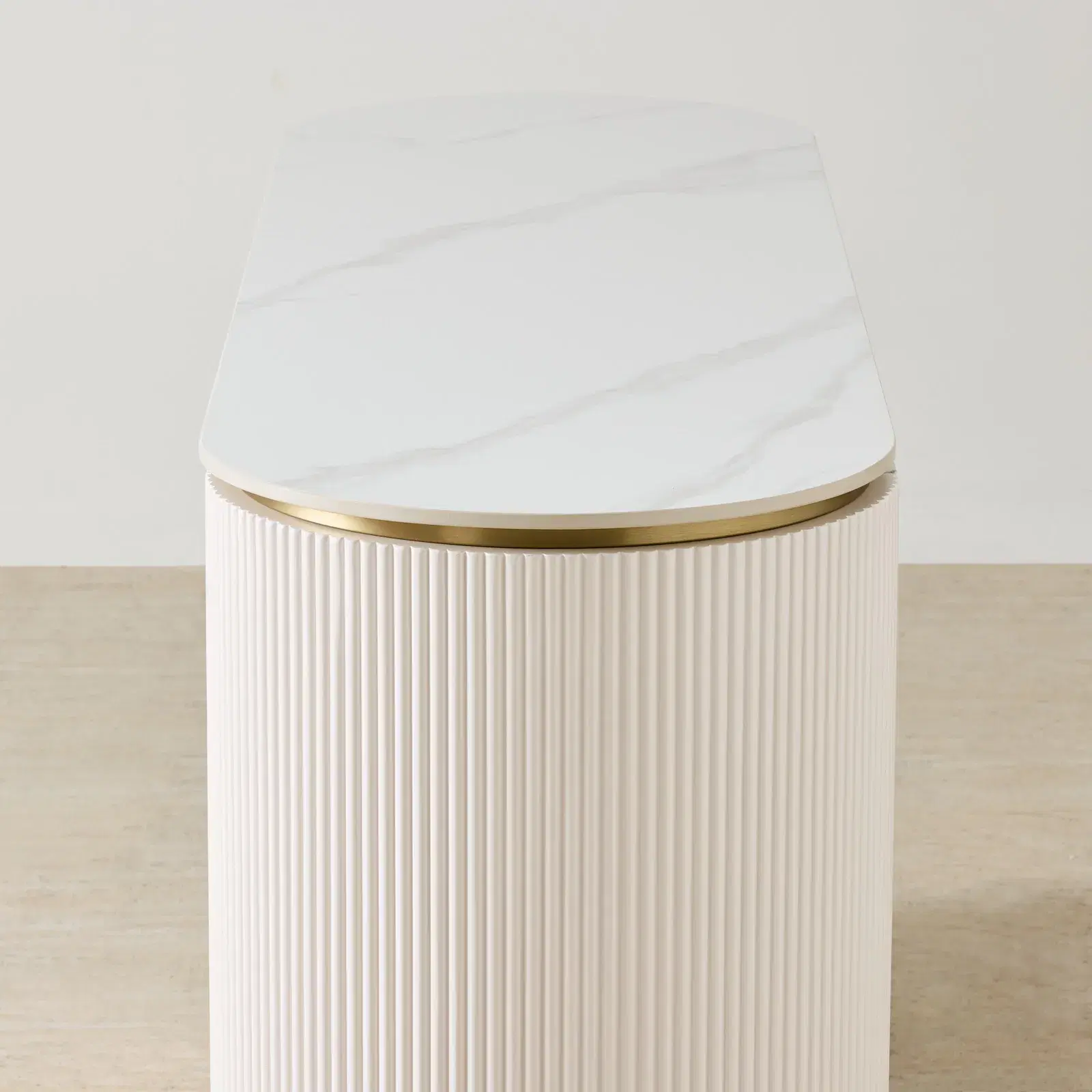Archie Cream Wooden 6-Drawer Dresser with White Sintered Stone Top ...