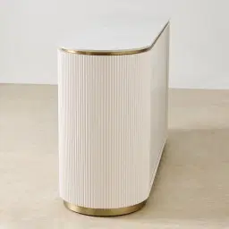 Archie Cream Wooden 6-Drawer Dresser with White Sintered Stone Top