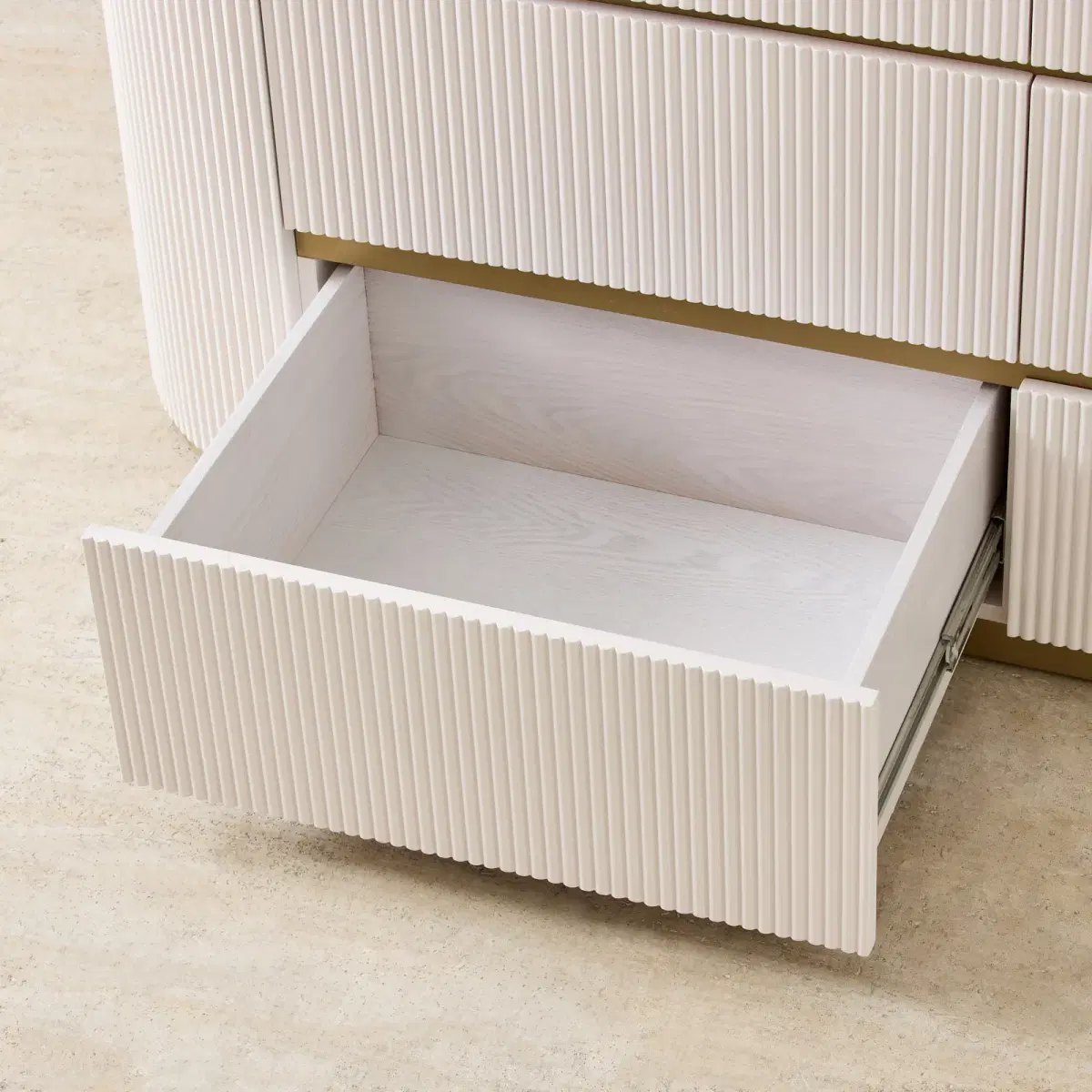 Archie Cream Wooden 6-Drawer Dresser with White Sintered Stone Top ...