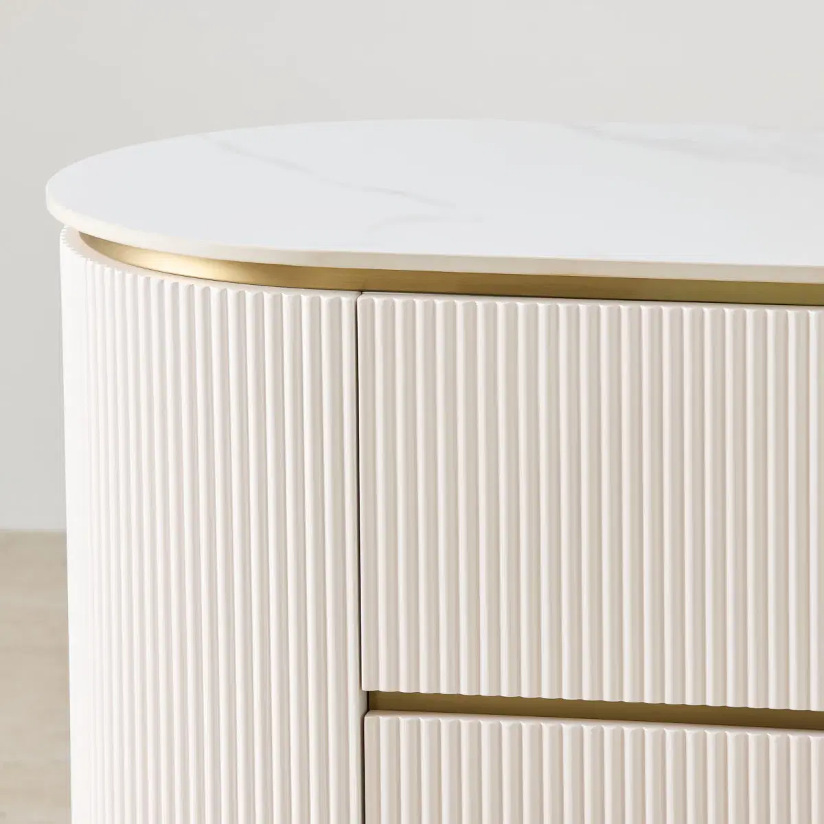 Archie Cream Wooden 6-Drawer Dresser with White Sintered Stone Top ...