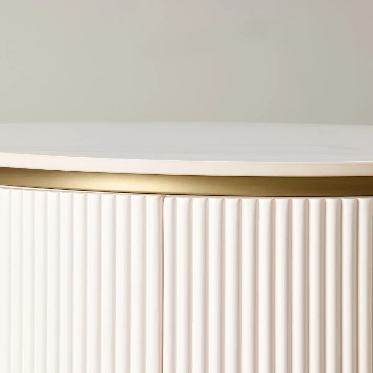 Archie Cream Wooden Oval Bedside Table with White Sintered Stone Top ...