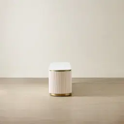 Archie Cream Wooden Entertainment Unit with White Sintered Stone Top