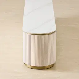 Archie Cream Wooden Entertainment Unit with White Sintered Stone Top