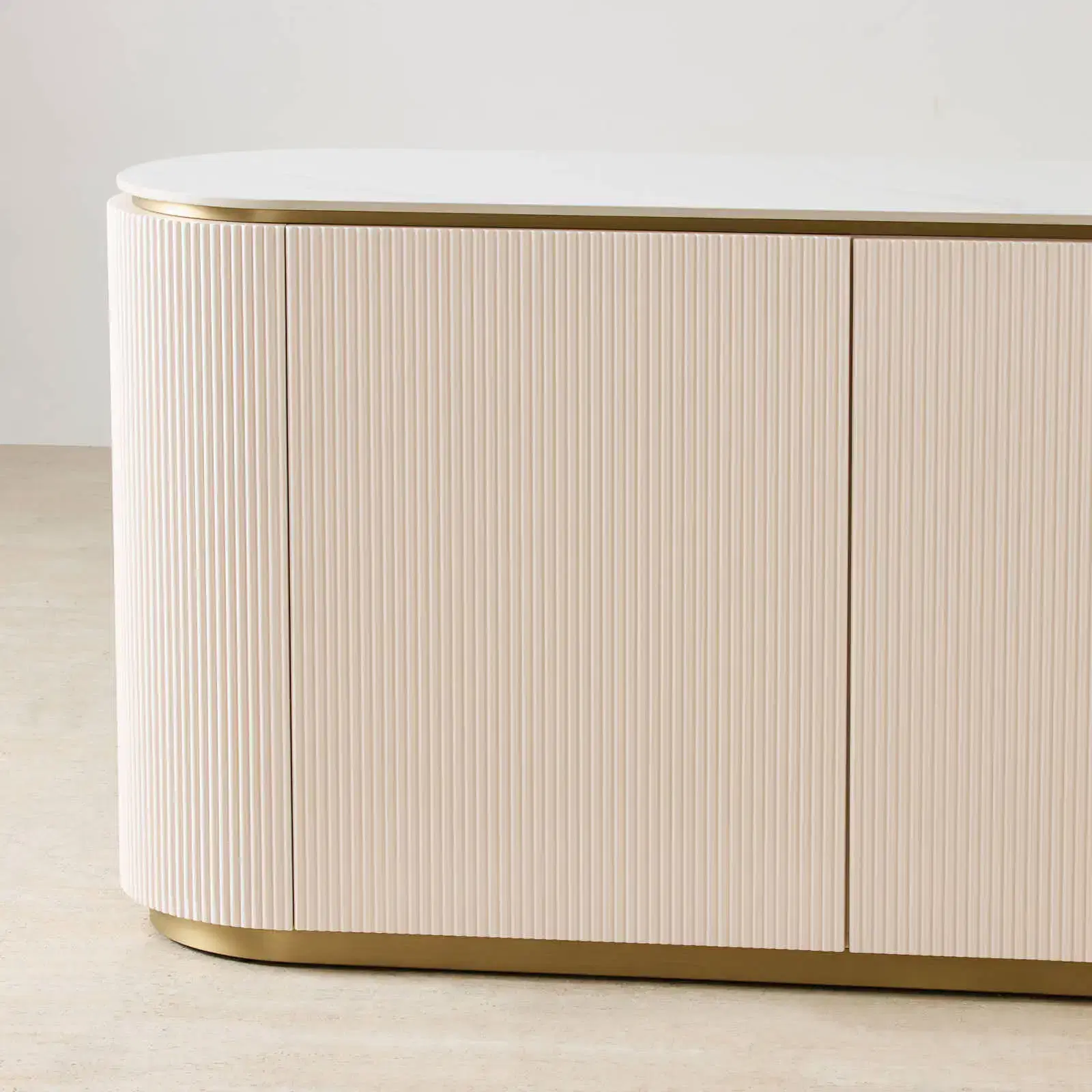 Archie Cream Wooden Sideboard with White Sintered Stone Top | Koala Living
