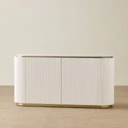 Archie Cream Wooden Sideboard with White Sintered Stone Top