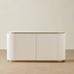 Archie Cream Wooden Sideboard with White Sintered Stone Top