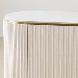 Archie Cream Wooden Sideboard with White Sintered Stone Top