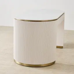 Archie Cream Wooden Study Desk with White Sintered Stone Top