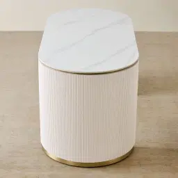 Archie Cream Wooden Study Desk with White Sintered Stone Top