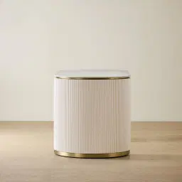 Archie Cream Wooden Study Desk with White Sintered Stone Top