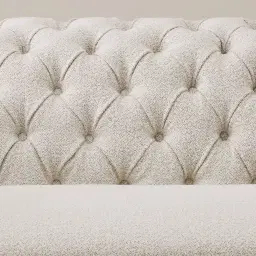 Kelly Stone White Fabric 3-Seater Sofa - Champagne Gold Legs