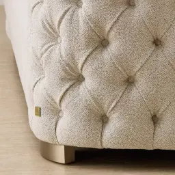 Kelly Stone White Fabric 3-Seater Sofa - Champagne Gold Legs