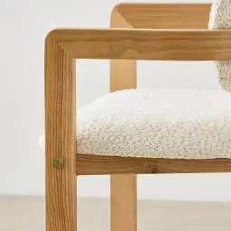 Desmond Stone Cream Fabric Counter Stool - Light Brown Ash Legs