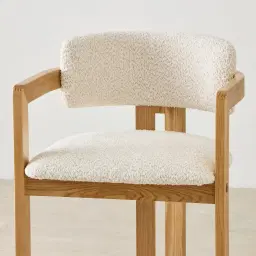 Desmond Stone Cream Fabric Counter Stool - Light Brown Ash Legs