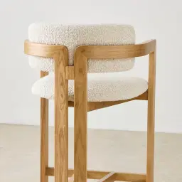 Desmond Stone Cream Fabric Counter Stool - Light Brown Ash Legs