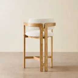 Desmond Stone Cream Fabric Counter Stool - Light Brown Ash Legs