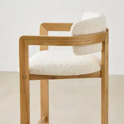 Desmond Stone Cream Fabric Counter Stool - Light Brown Ash Legs