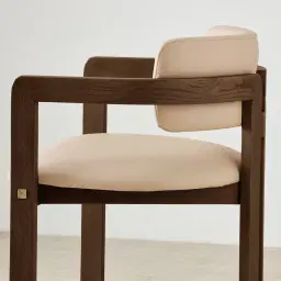 Desmond Sand Beige Vegan Leather Counter Stool - Dark Brown Ash Legs