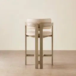 Desmond Sand Beige Vegan Leather Counter Stool - Medium Brown Ash Legs