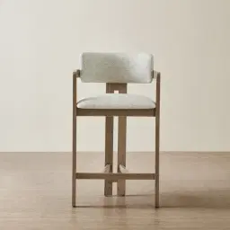 Desmond Dove Grey Fabric Counter Stool - Medium Brown Ash Legs