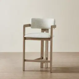 Desmond Dove Grey Fabric Counter Stool - Medium Brown Ash Legs