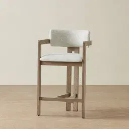 Desmond Dove Grey Fabric Counter Stool - Medium Brown Ash Legs