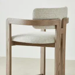 Desmond Dove Grey Fabric Counter Stool - Medium Brown Ash Legs