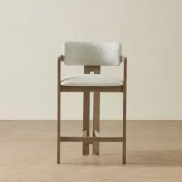 Desmond Dove Grey Fabric Counter Stool - Medium Brown Ash Legs