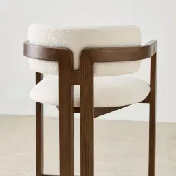 Desmond Chantilly White Fabric Counter Stool - Dark Brown Ash Legs