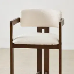 Desmond Chantilly White Fabric Counter Stool - Dark Brown Ash Legs