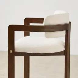 Desmond Chantilly White Fabric Counter Stool - Dark Brown Ash Legs