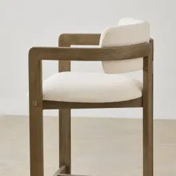 Desmond Chantilly White Fabric Counter Stool - Medium Brown Ash Legs