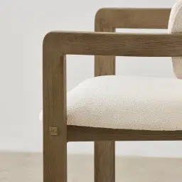 Desmond Chantilly White Fabric Counter Stool - Medium Brown Ash Legs