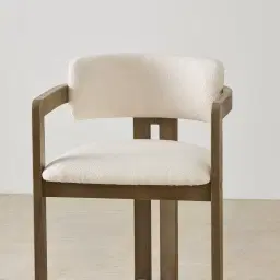 Desmond Chantilly White Fabric Counter Stool - Medium Brown Ash Legs