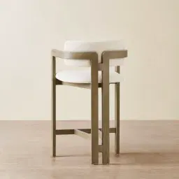 Desmond Chantilly White Fabric Counter Stool - Medium Brown Ash Legs