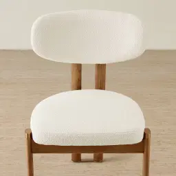 Portobello II Chantilly White Fabric Dining Chair - Toffee Brown Ash Legs