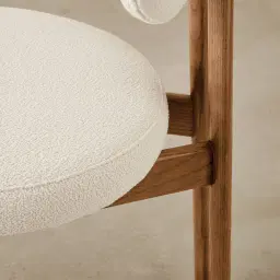 Portobello II Chantilly White Fabric Dining Chair - Toffee Brown Ash Legs