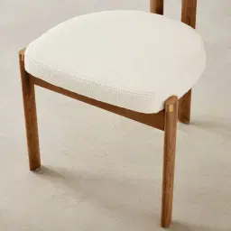 Portobello II Chantilly White Fabric Dining Chair - Toffee Brown Ash Legs